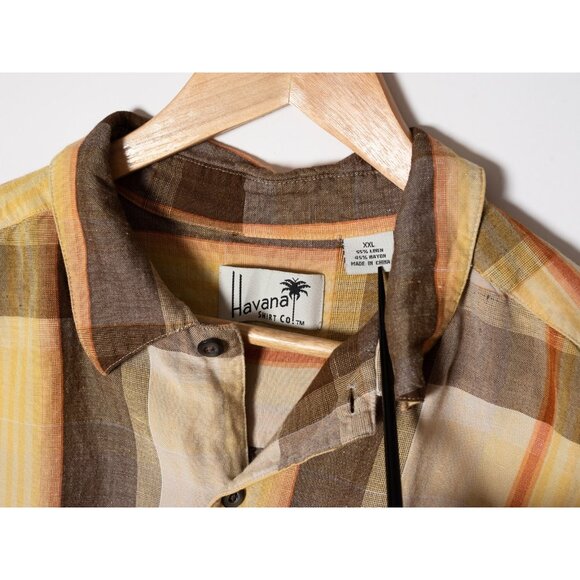 Havanna Shirt Mens XXL Checker Button Up Shirt Orange - Picture 4 of 5